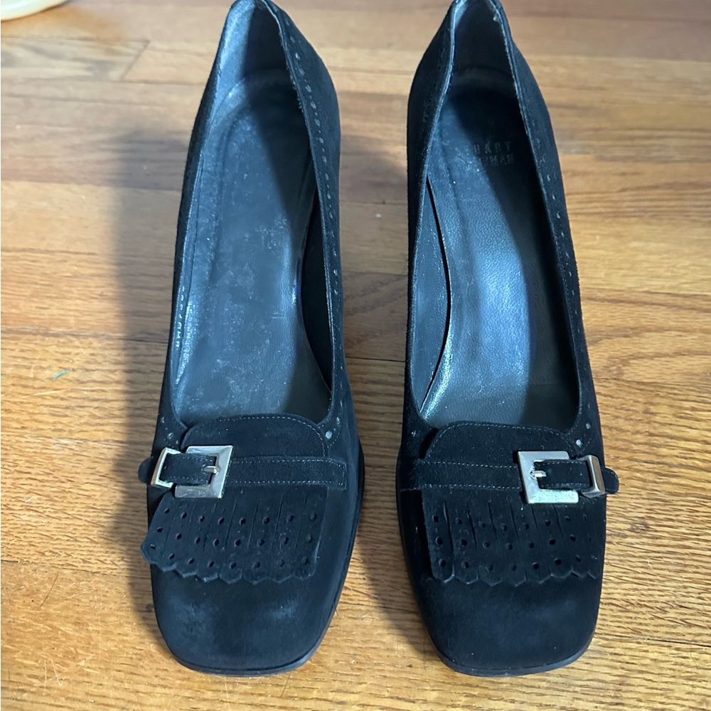 Steward Weitzmen shoes very gently used black suede upper 8.5B 3inch hill